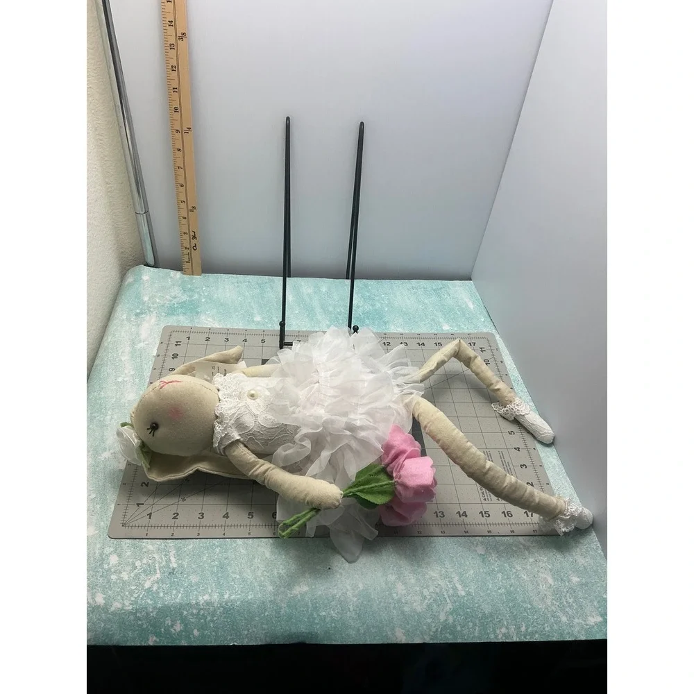 222 Elegance Whimsical Long Leg Bunny Doll White Lace Tutu Pink Rose NWT 22in